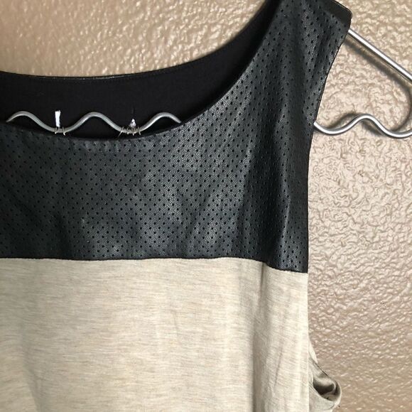 Black & Tan Color-block Faux Leather Dress SMALL - Picture 3 of 7